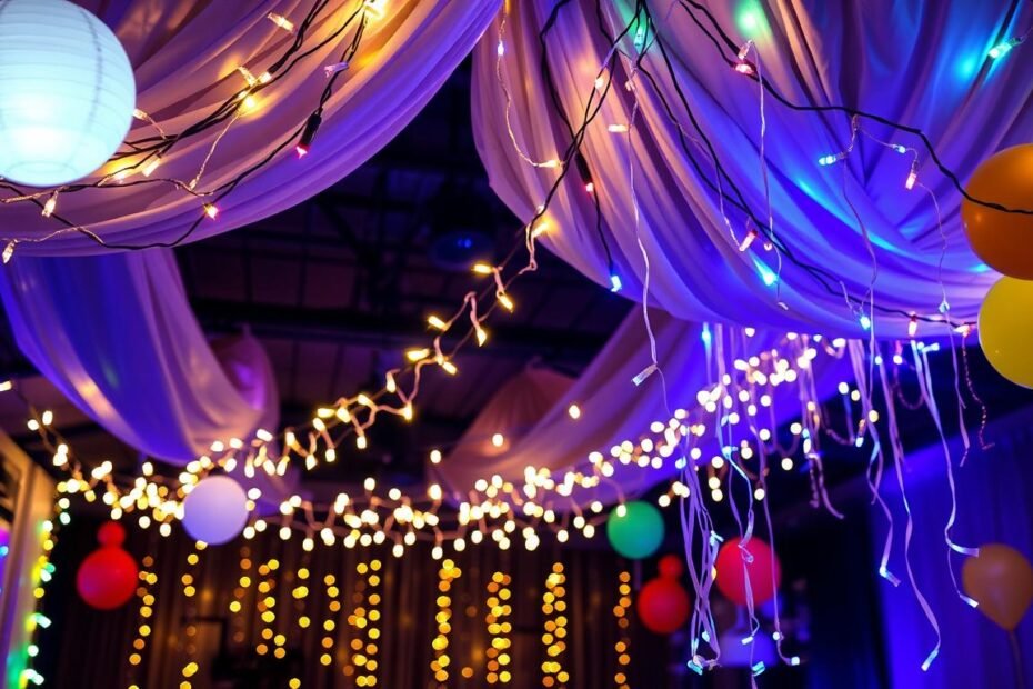 decoração com luzes para formatura